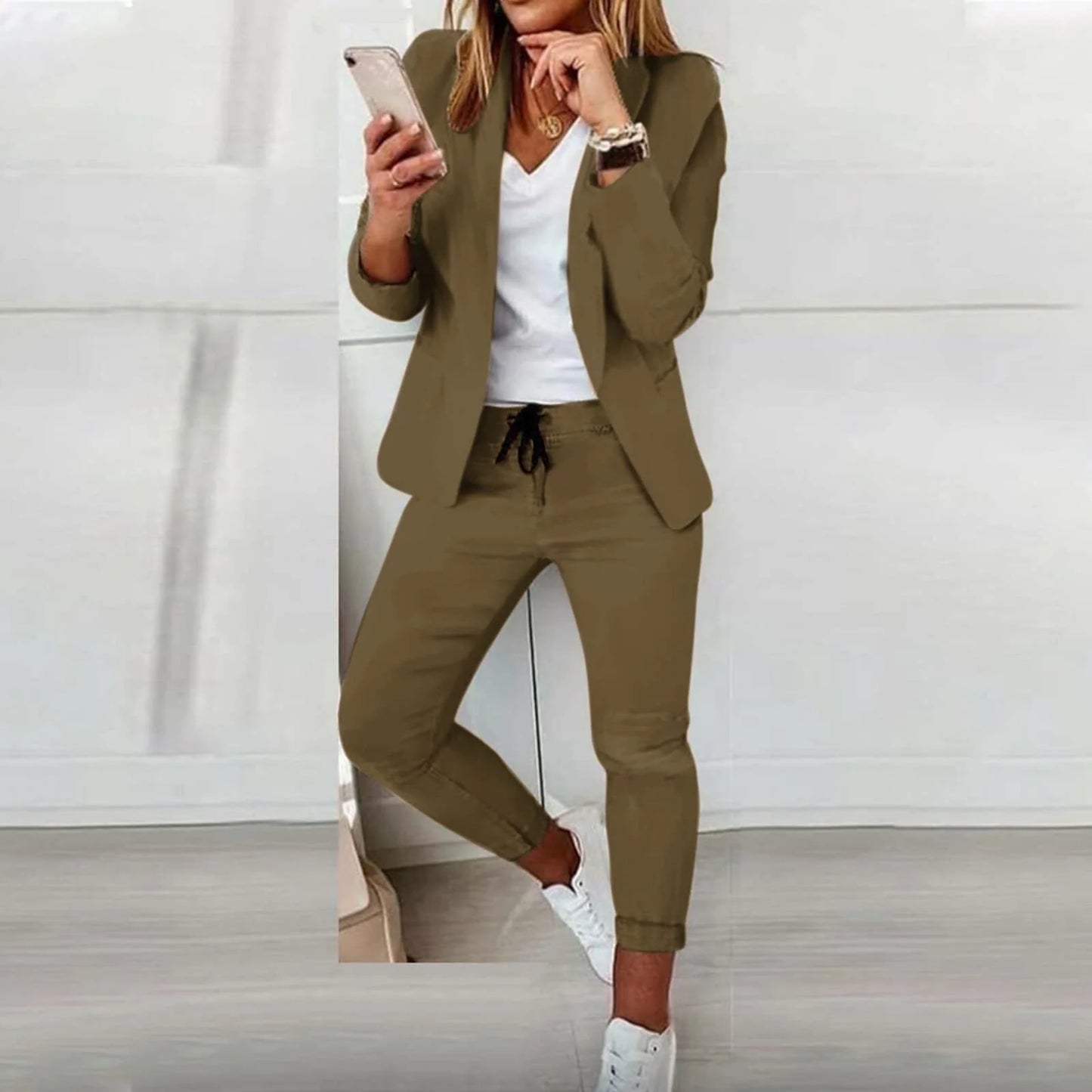 Gabriela – Casual Komplet Damski z Marynarką i Spodniami