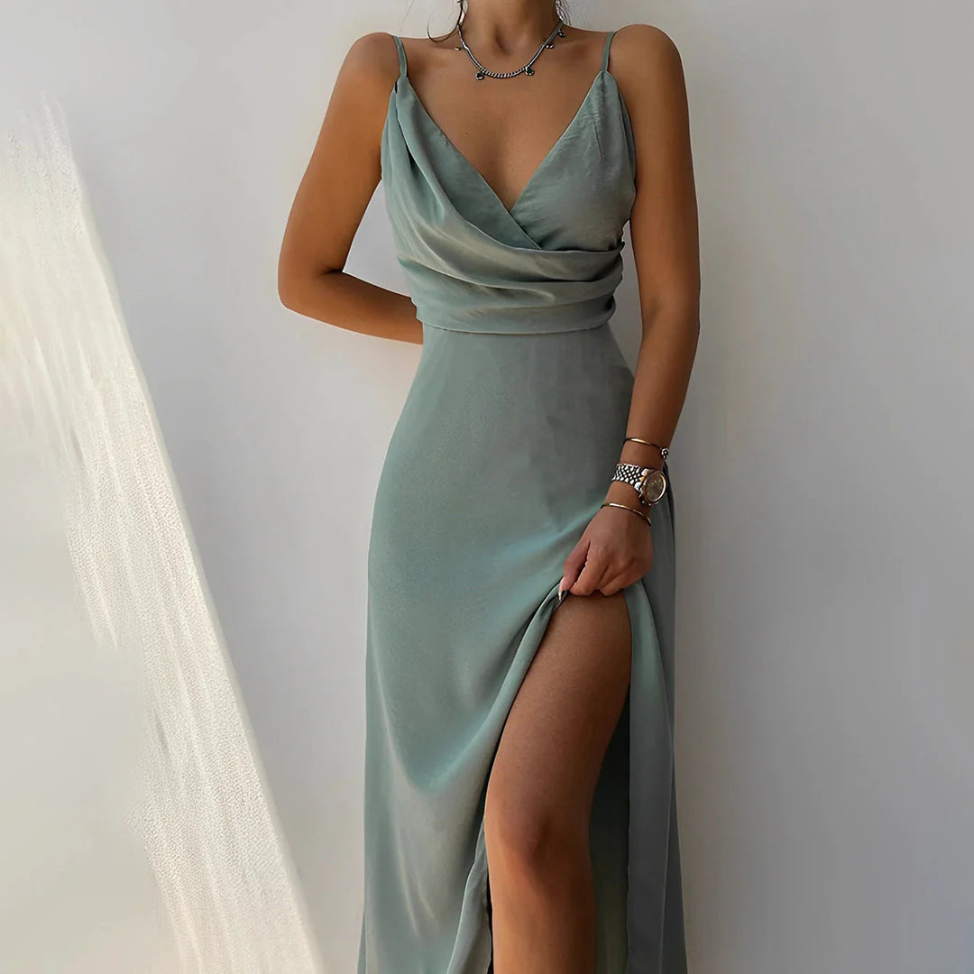 Daria – Satynowa Sukienka Maxi Damska