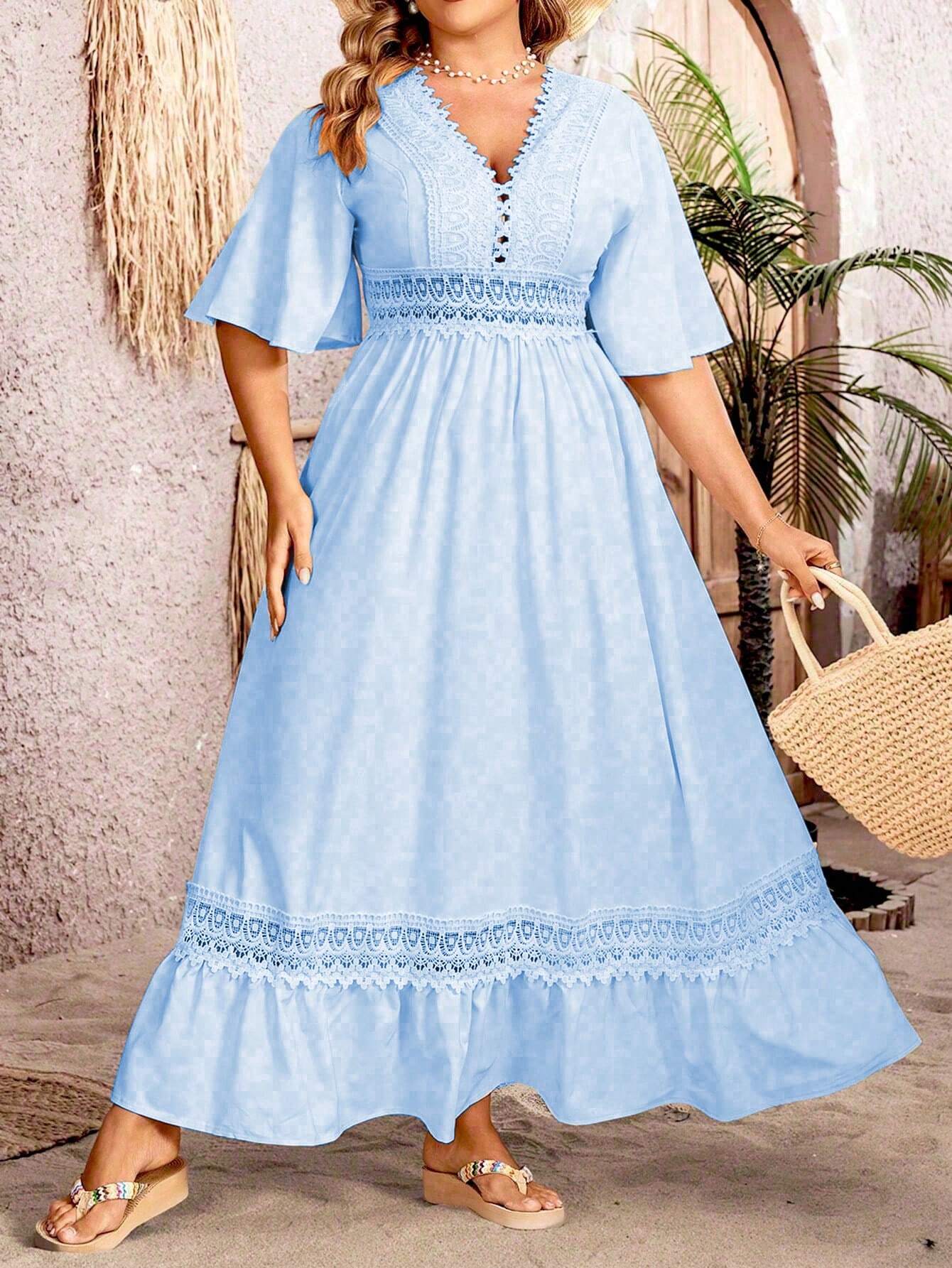 Zofia – Letnia Sukienka Maxi Damska z Koronką
