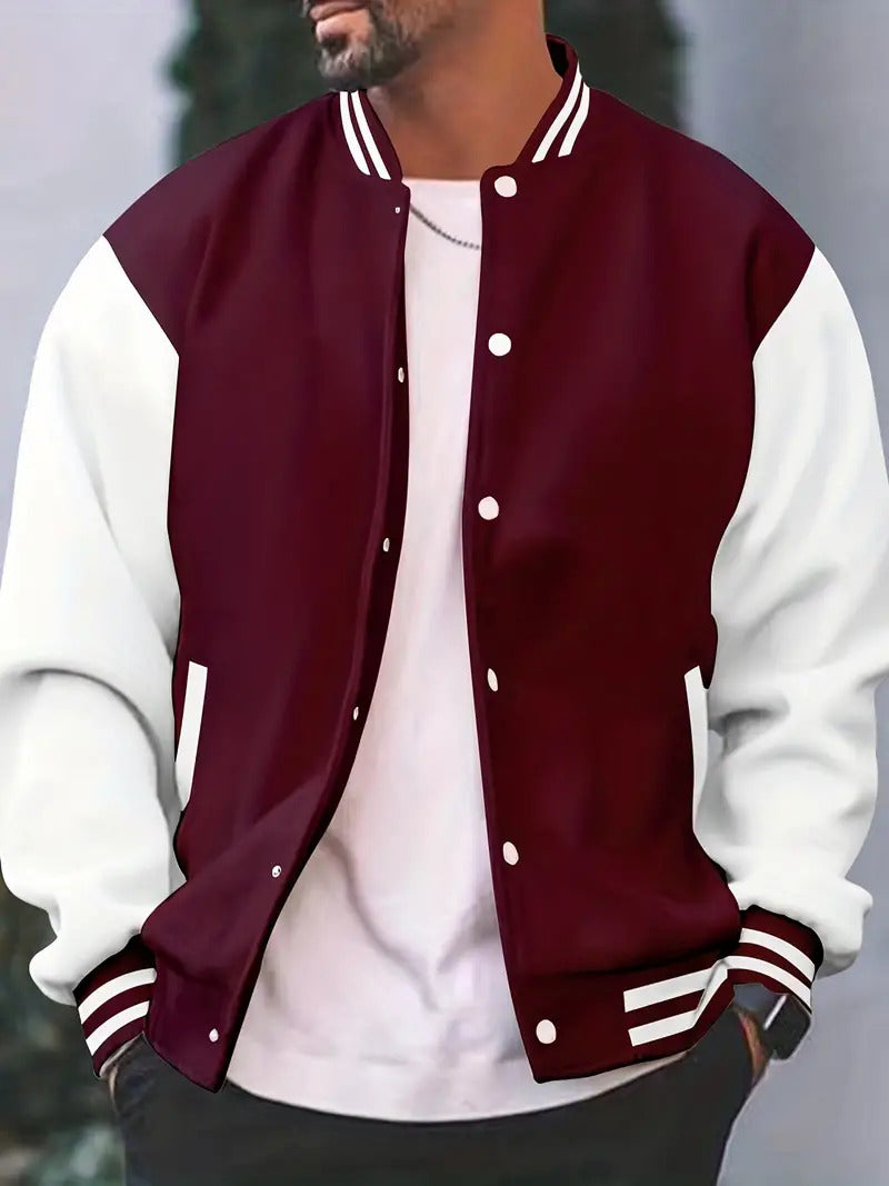 Piter Męska Kurtka Varsity | Wełniany Blend, Casual