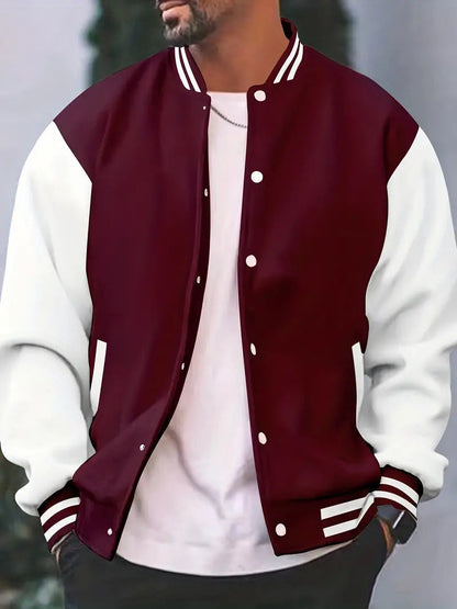 Piter Męska Kurtka Varsity | Wełniany Blend, Casual